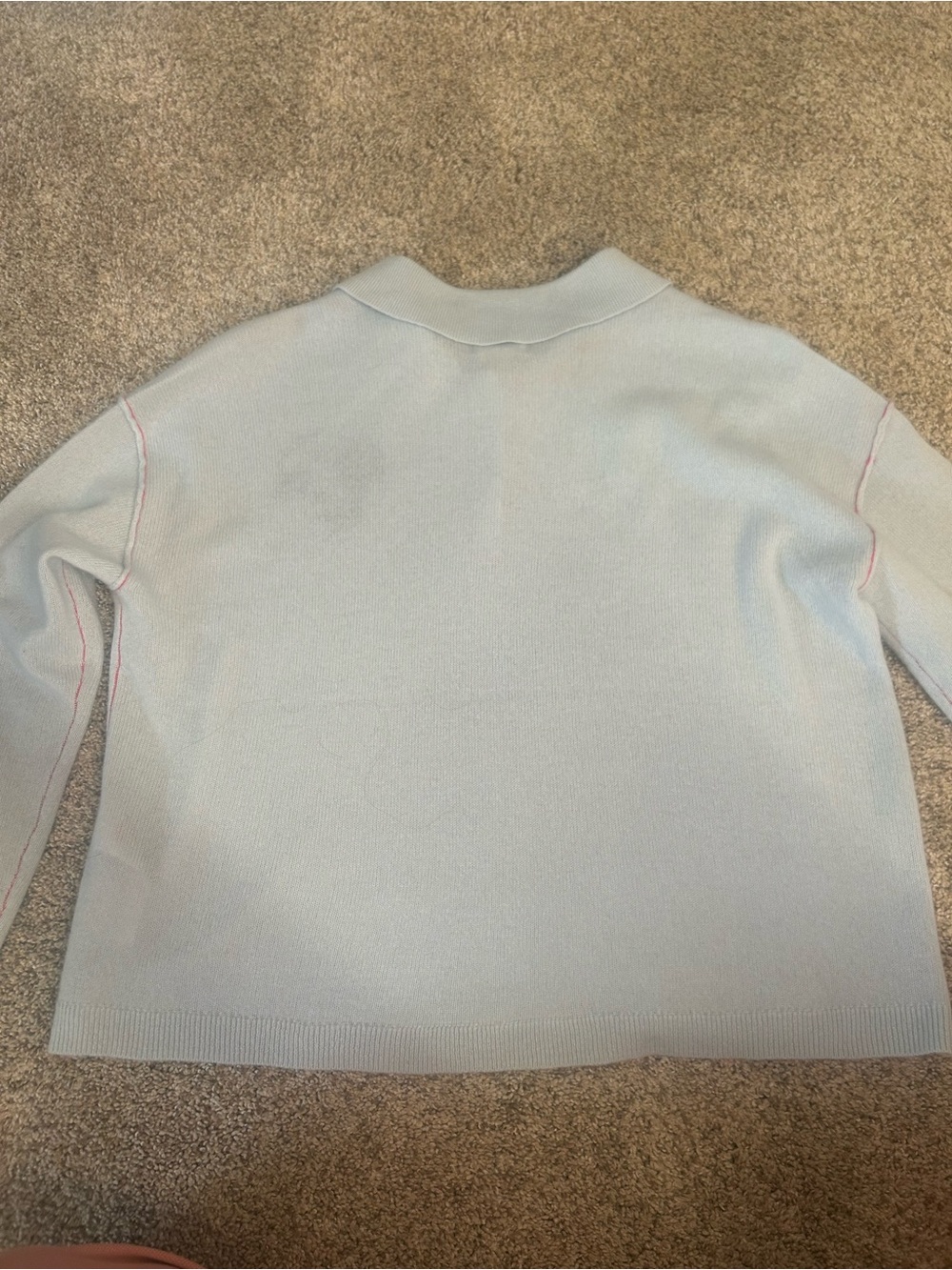 Anthropologie Pilcro The Jensen Cashmere Polo Sweater Dog Motif Blue S - Picture 5 of 6